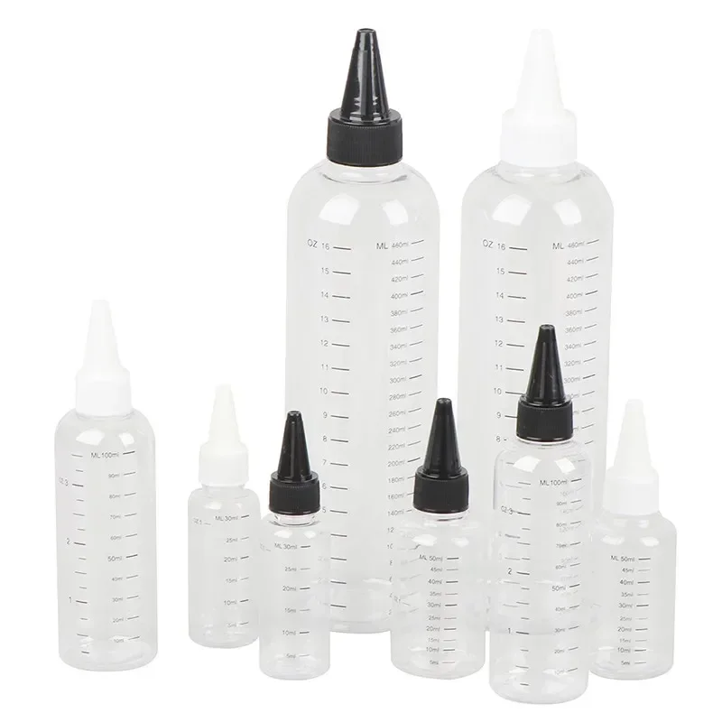 1Pcs 30/60/100/120/250/500ml Empty Squeezable PET Plastic Ink Bottles With Screw-On Lids Refillable Liquid Oils Dropper Bottles