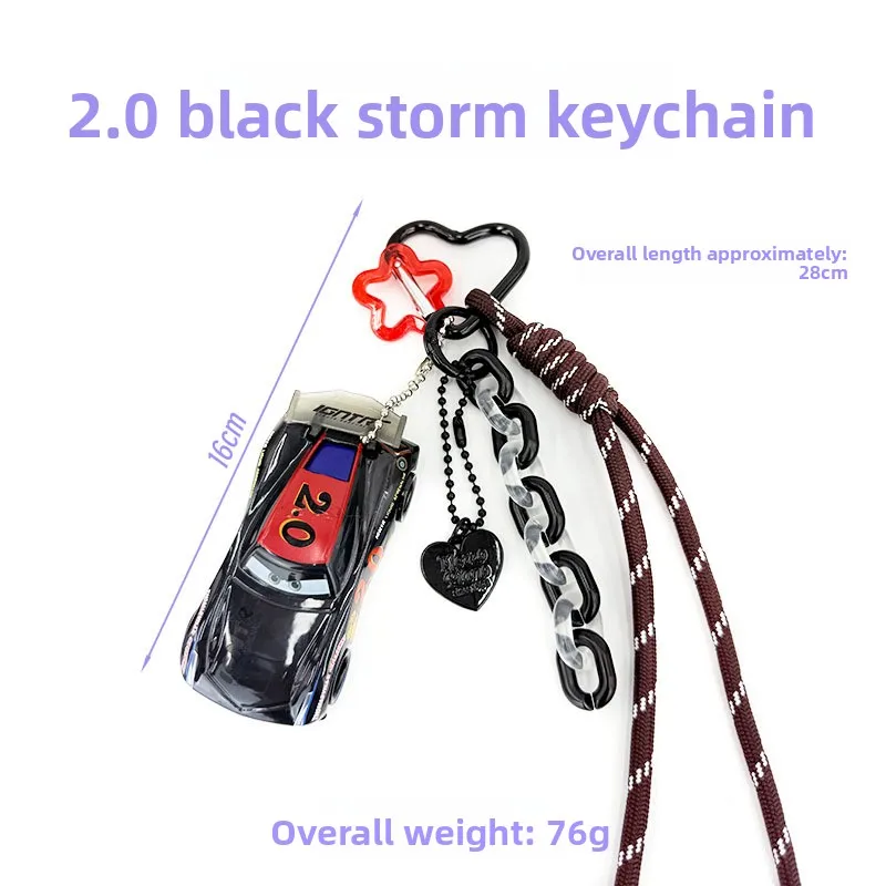 Neuer Lightning McQueen Auto-Schlüsselanhänger aus Legierung, Sammlerstück mit Lanyard und Dopamin-Kettenanhänger – Detail 14