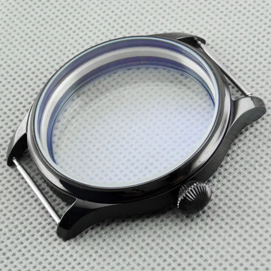 44mm 316L Steel Watch Case For Seagull ST3600 ST3621 For ETA 6497 6498 Movement Scratch Proof Mineral Glass Watch Case