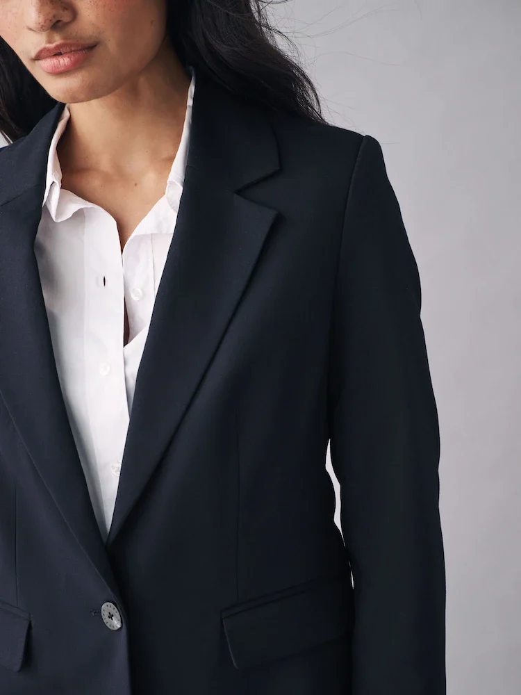 Costume d'affaires 2 pièces bleu marine pour femmes, Blazer à bouton unique, tenues de travail de bureau décontractées, ensemble pantalon élégant personnalisé