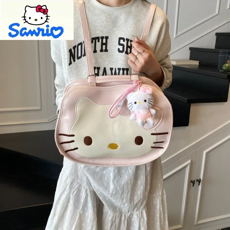 Sanrio Fashion Cartoon Hello Kitty High Quality PU Storage Backpack for Women Cute Large Capacity Versatile Handbag