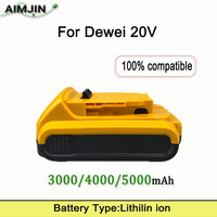 20V Electric Eplacement Battery 3000mAh/4000mAh/5000mAh for 12V Dewei Tools DCB205 DCD74 DCB201 DCG412 DCD740 DCB203 Etc