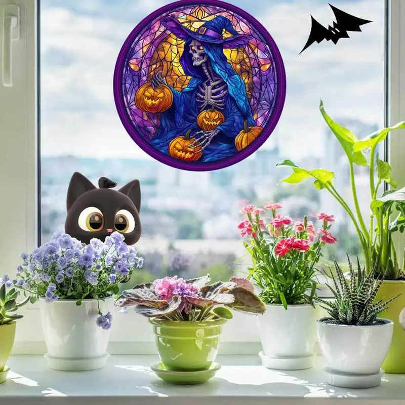 Skeleton Window Stickers Reusable Scary Halloween Window Clings Waterproof Decal Electrostatic Application For Bathroom Door