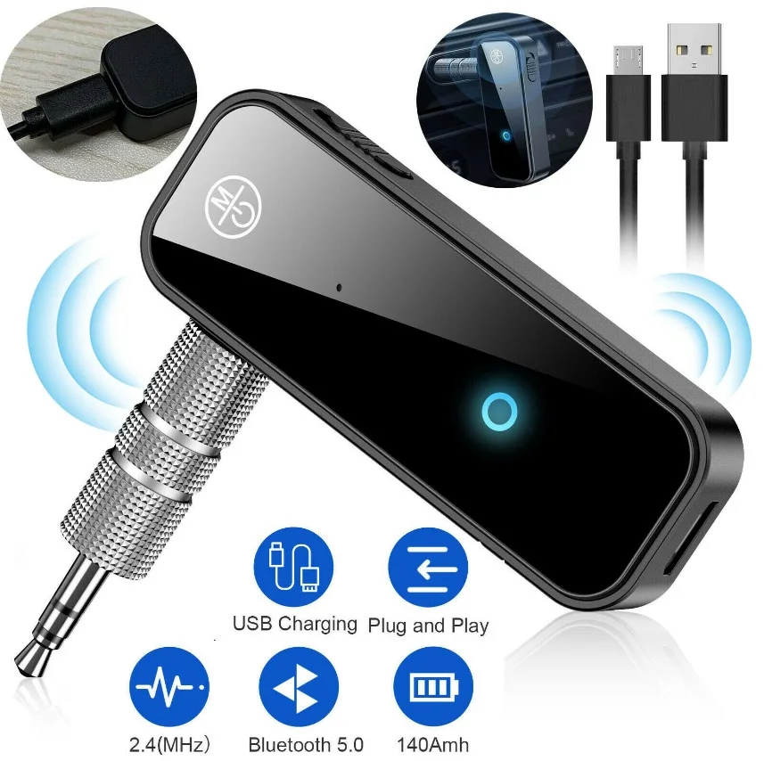 2 in 1 Jack Wireless Adapter 3.5mm Audio AUX Adapter Bluetooth-compatible 5.0 Transmitter Receiver For Car Audio Music Handsfree