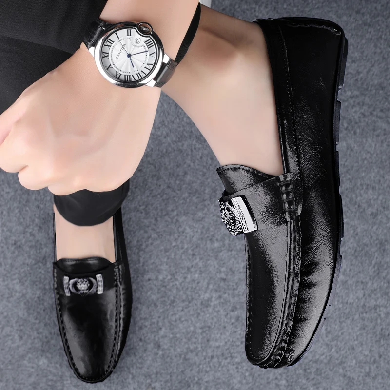 

Новинка 2025, мужская обувь Doudou, повседневная деловая обувь из искусственной кожи с одной педалью, ленивые лоферы, элитная британская мужская обувь