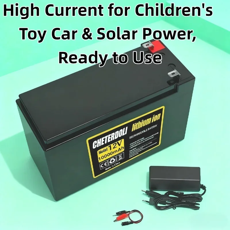 Ready To Use 12V 10Ah Rechargeable Battery Pack – with BMS & 3A Charger for Sprayer, Toy Car & Solar Power Spare Accessory