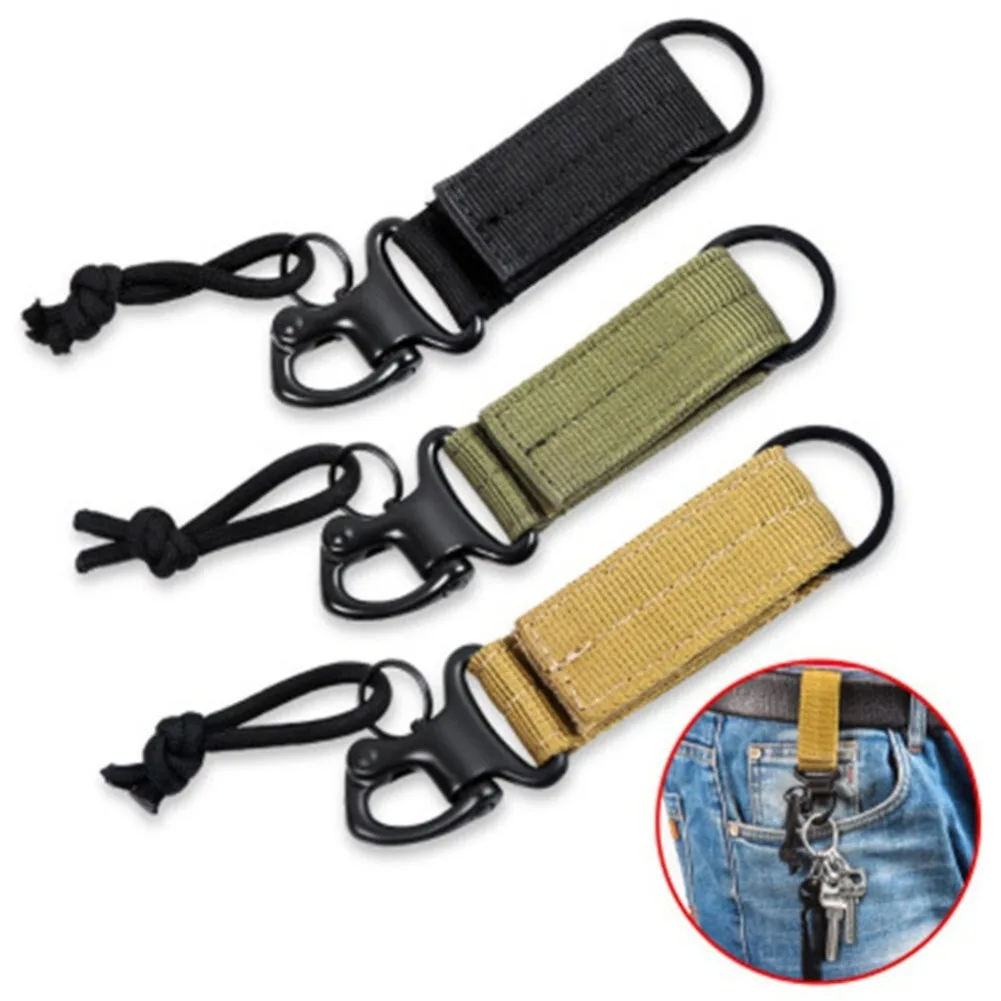 

Тактический брелок для ключей Molle для кемпинга, лямка с пряжкой, вешалка для уличного ремня, подвесной брелок, зажим, нейлоновый карабин, крючок для рюкзака