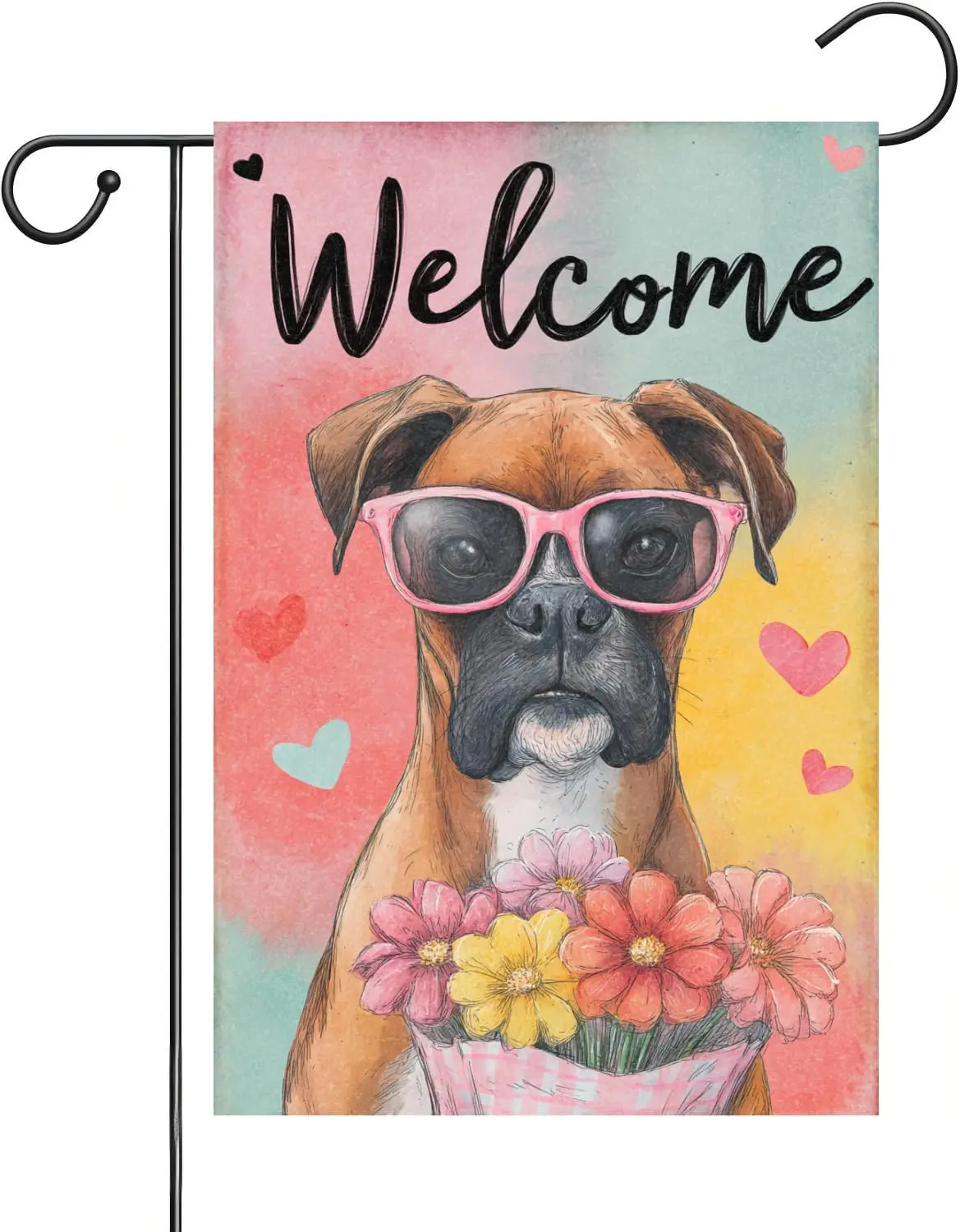 Happy Mother's Day Boxer Dog Garden Flag 12x18 Double-Sided Small Welcome Party Courtyard Lawn Decoration MMZ