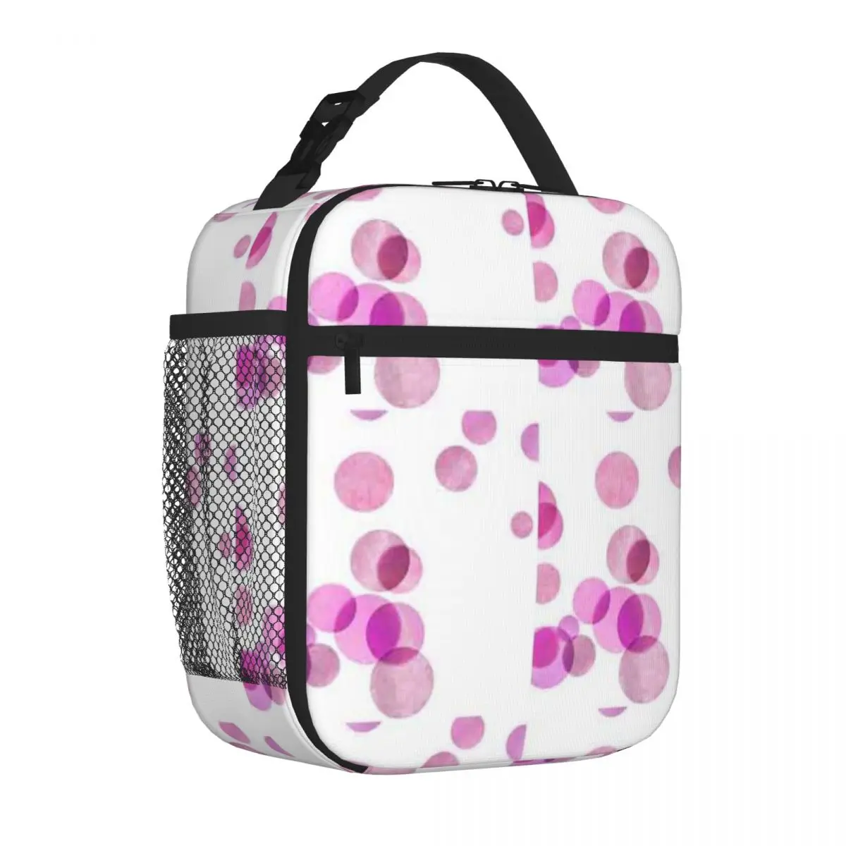 Bestselling Polka Pink Dot Geometric Compact Lunch Bag Office Daily Insulated Lunch Bag