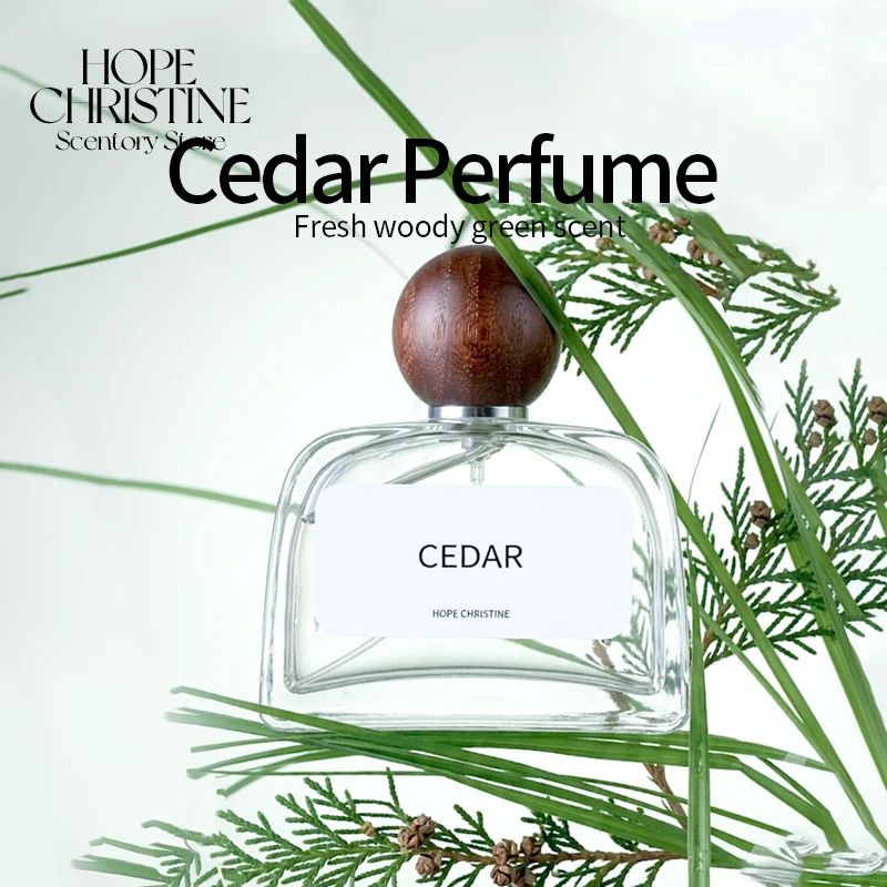 Perfume Natural de Cedro de 50 ml para Hombre y Mujer, Aroma Amaderado Verde Fresco, Eau de Parfum de Larga Duración, Fragancia Minimalista de Nicho