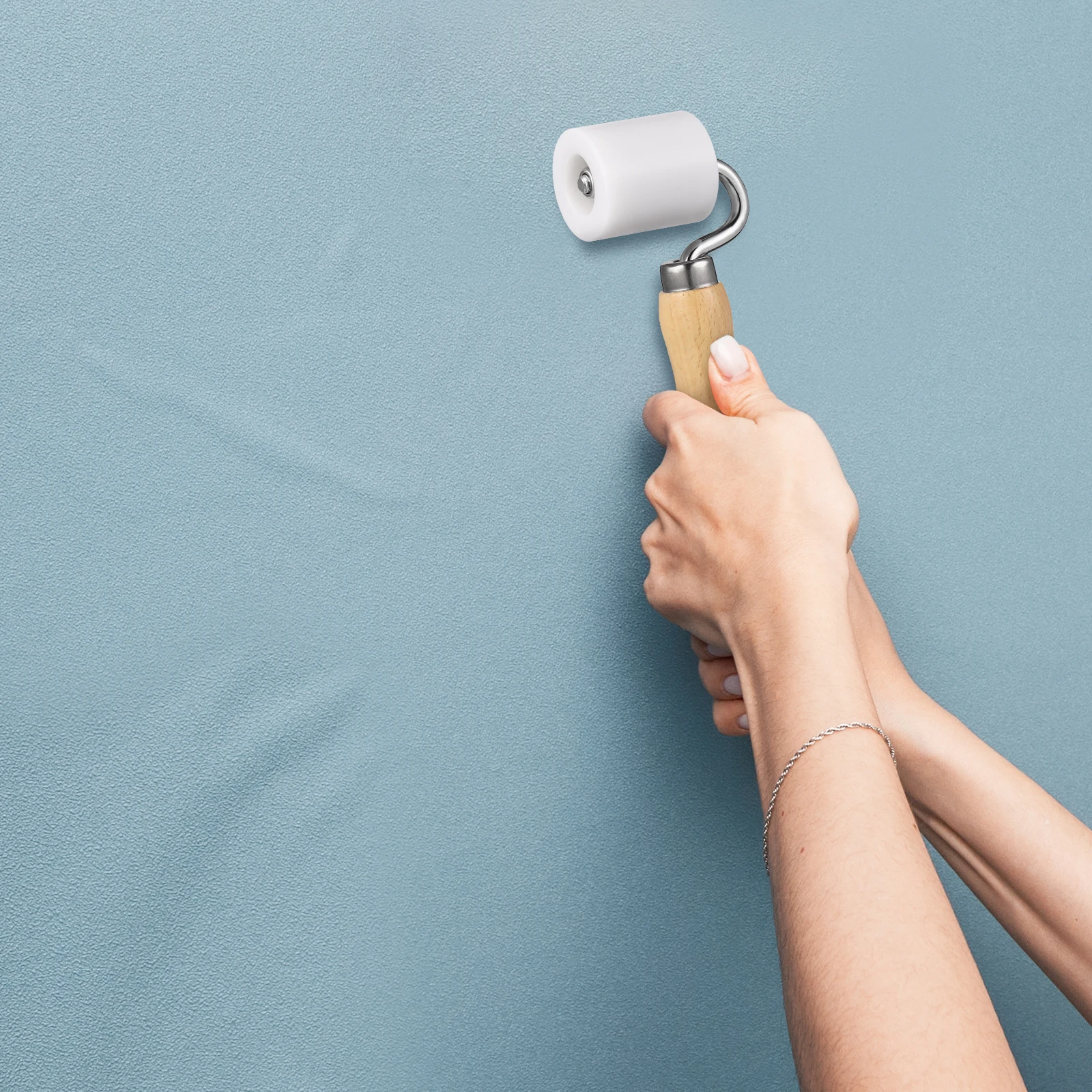 

Wallpaper Construction Roller Bamboo Metal Smoother Seam Edge Trim Tool for Thickened Non-Woven Foil Fabric Wall Covering