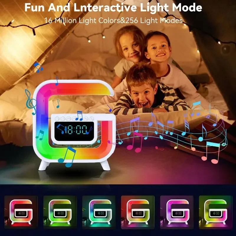 G2 Bluetooth Speaker RGB Music Rhythm Lighting Multifunctional Speake 15W Phone Wireless Charger Support TF Card AUX Input