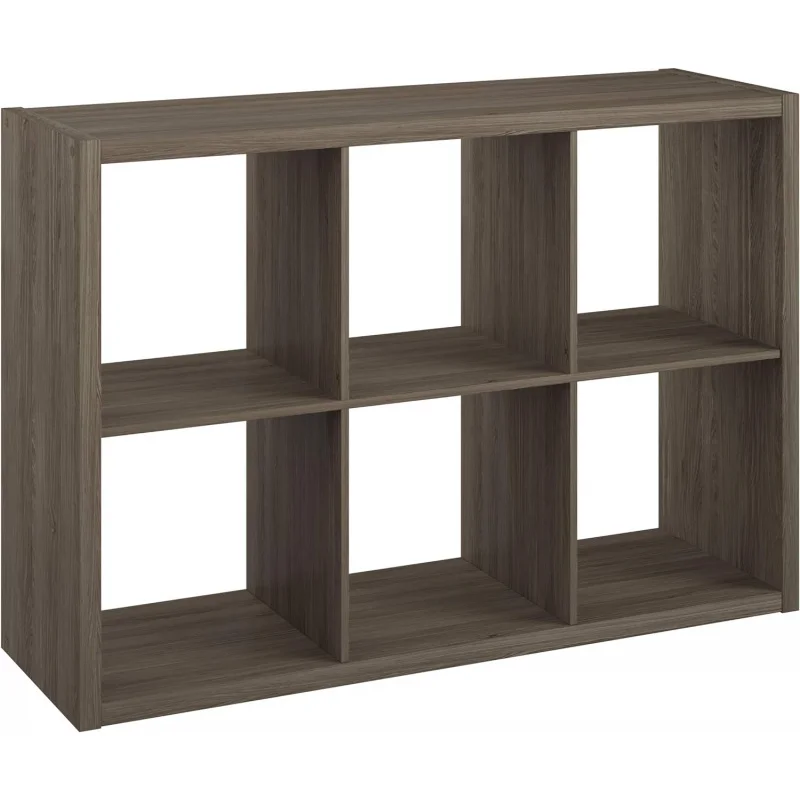 Decorative 6 Cube Open Display Wood Laminate Versatile Storage Organizer for Indoor Home or Office Spaces, Graphite Gray