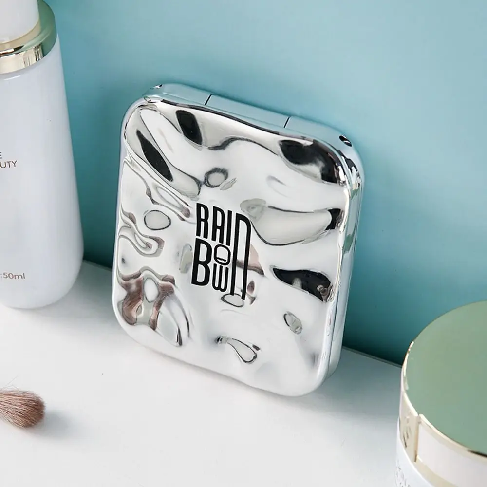 Lekkie, dwustronne lusterko do makijażu LED, mini lusterko kieszonkowe z powłoką galwaniczną, z oświetleniem, ściemnialne, składane lusterko do makijażu, idealne do akademika.