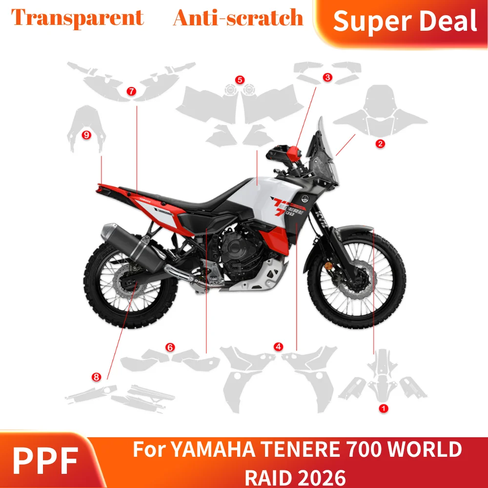

2026 New!For YAMAHA TENERE 700 WORLD RAID 2026 Motorcycle PPF Kit TPU Paint Protection Film Full Body Clear Protection Sticker