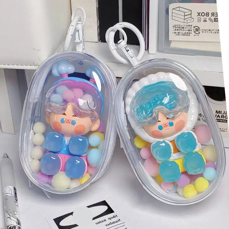 Transparent Mystery Box Keychain Bag Storage Case Organizer Box Rectangular Elliptic Box Translucent Box Thicken Toy Doll Bag