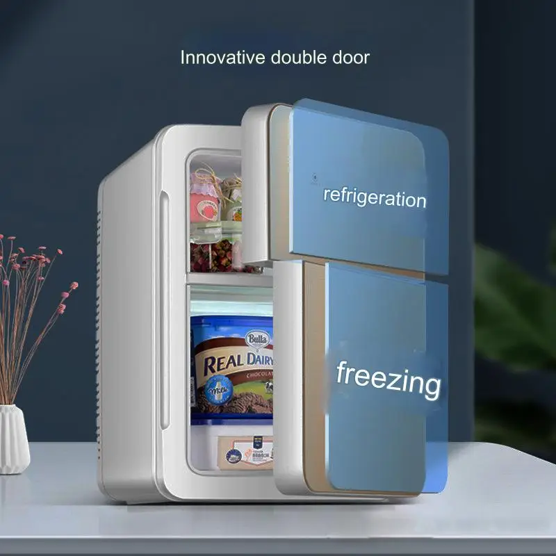 Custom Logo Home Use 20L Mini Fridge Double Door Car Freezer Portable Combined Freezer And Refrigerators For Hotel