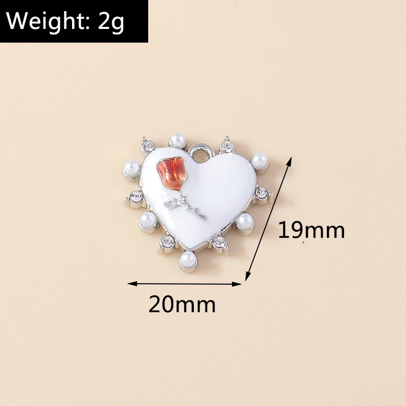 4 Stück 20x19mm Niedliche Emaille-Liebesherz-Anhänger für Schmuckherstellung, Ohrhänger, Halsketten, Armbänder, DIY-Bastelzubehör – Detail 1