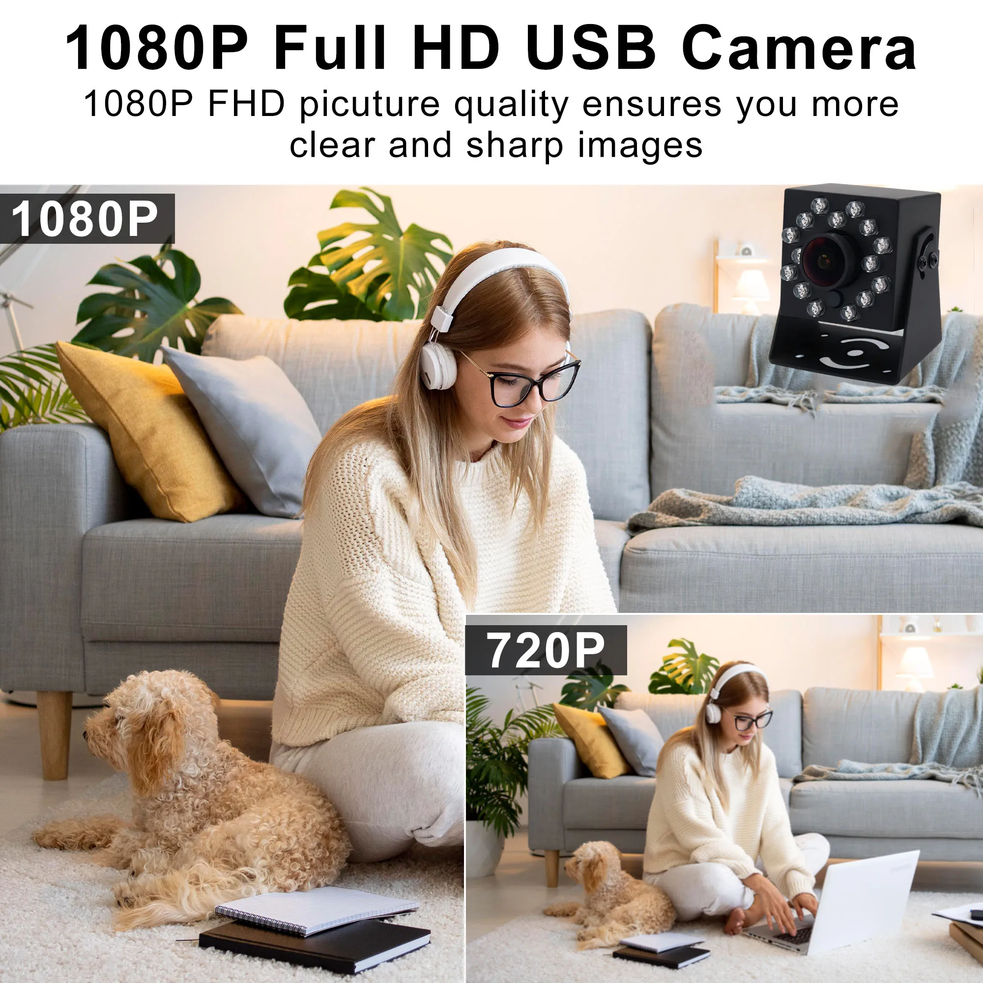GOOD 2MP 1080P Infrared USB Webcam Wide Angle 720P 60FPS 480P 120FPS Night Vision USB Camera Driver  Free for Live Streaming