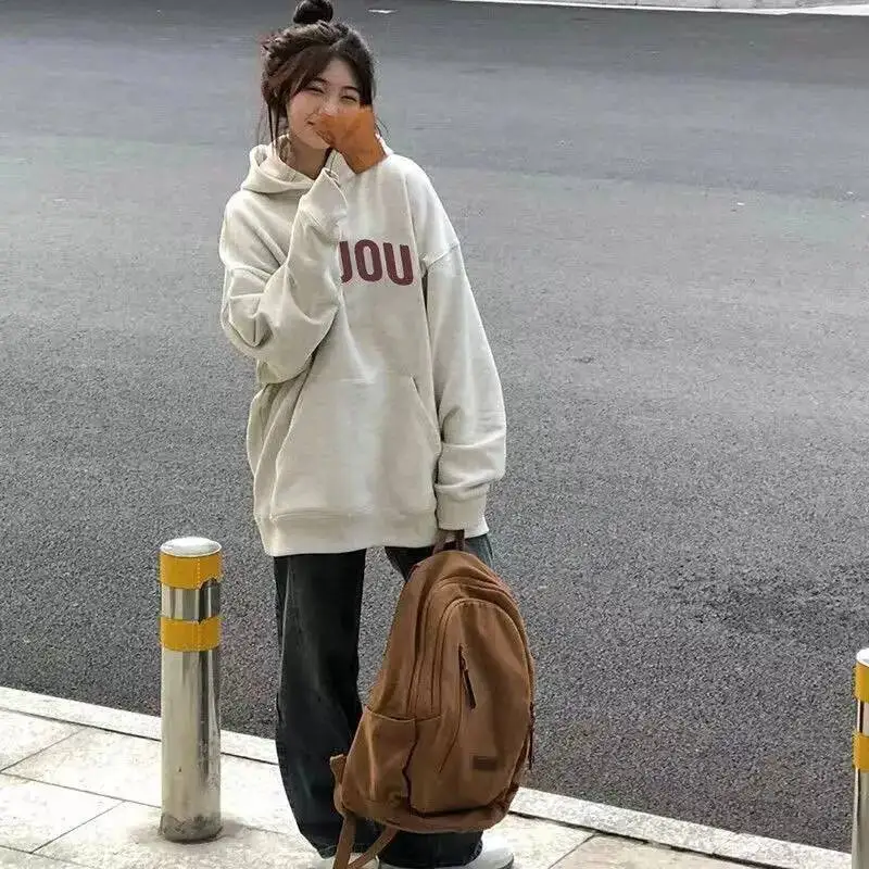 Unisexowa bluza z kapturem z polarową podszewką, wiosenna bluza z kapturem 2026, nowa damska bluza z kapturem, luźna bluza z długim rękawem, niszowa odzież wierzchnia.