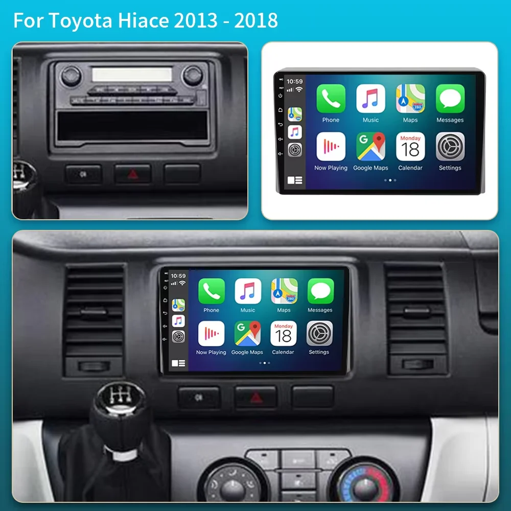 Android 16 Car Radio For Toyota Hiace XH10 H200 5 Ⅴ 2004 - 2021 Multimedia Video Player Navigation stereo GPS No 2din 2 din dvd