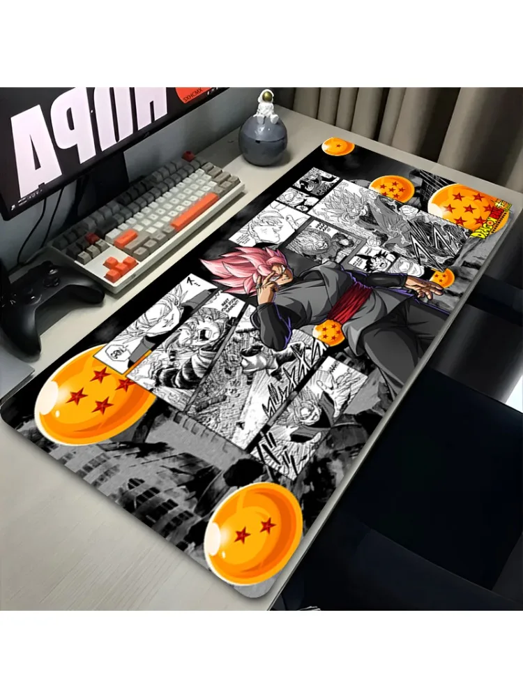 Tapis de souris Gamer Accessoires informatiques DBZ Noir et blanc Manga Tapis de clavier Ordinateur portable Anime Dragon Ball Goku Black Tapis de souris de jeu