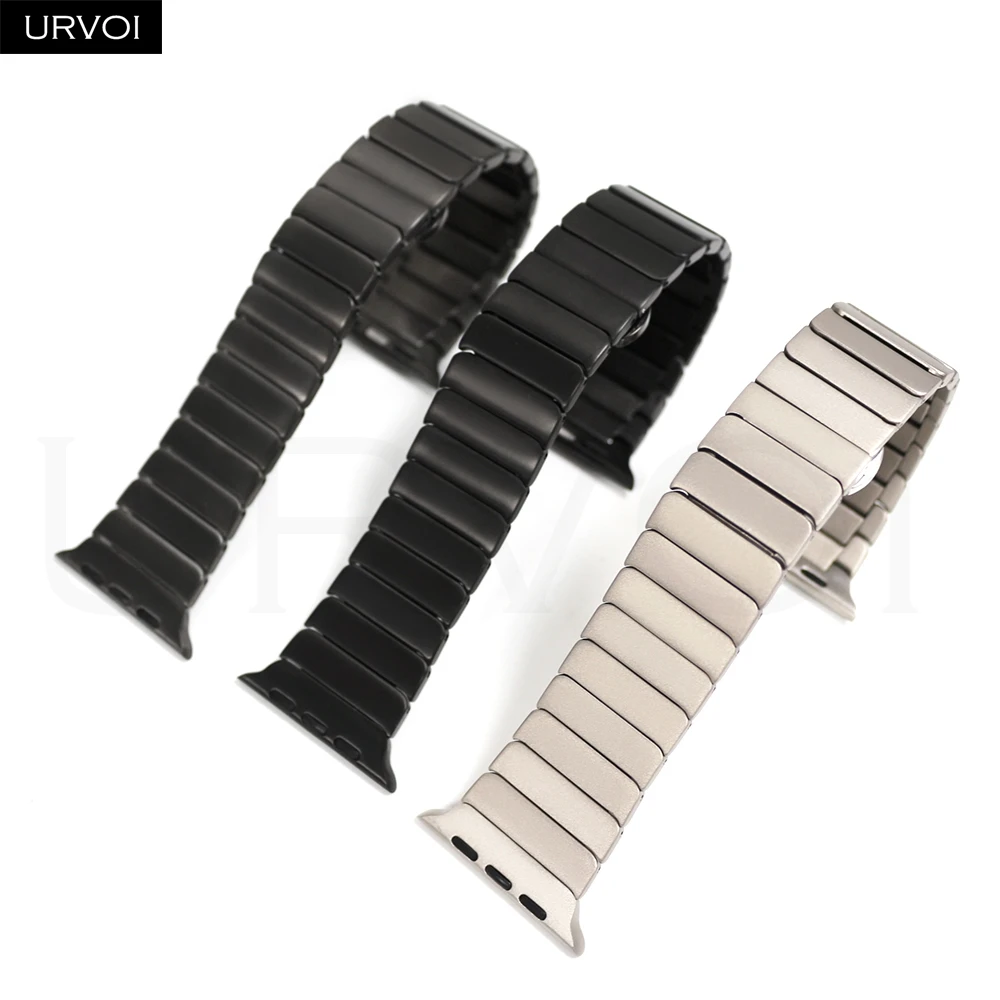 URVOI Link bracelet for Apple Watch Ultra 2 band Series 10 9 8 7 large particles Titanium strap for iWatch butterfly clasp 49mm