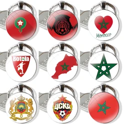 Morocco Soccer football Keychain Glass Cabochon Metal Pendant Classic Men's Women's Keyring