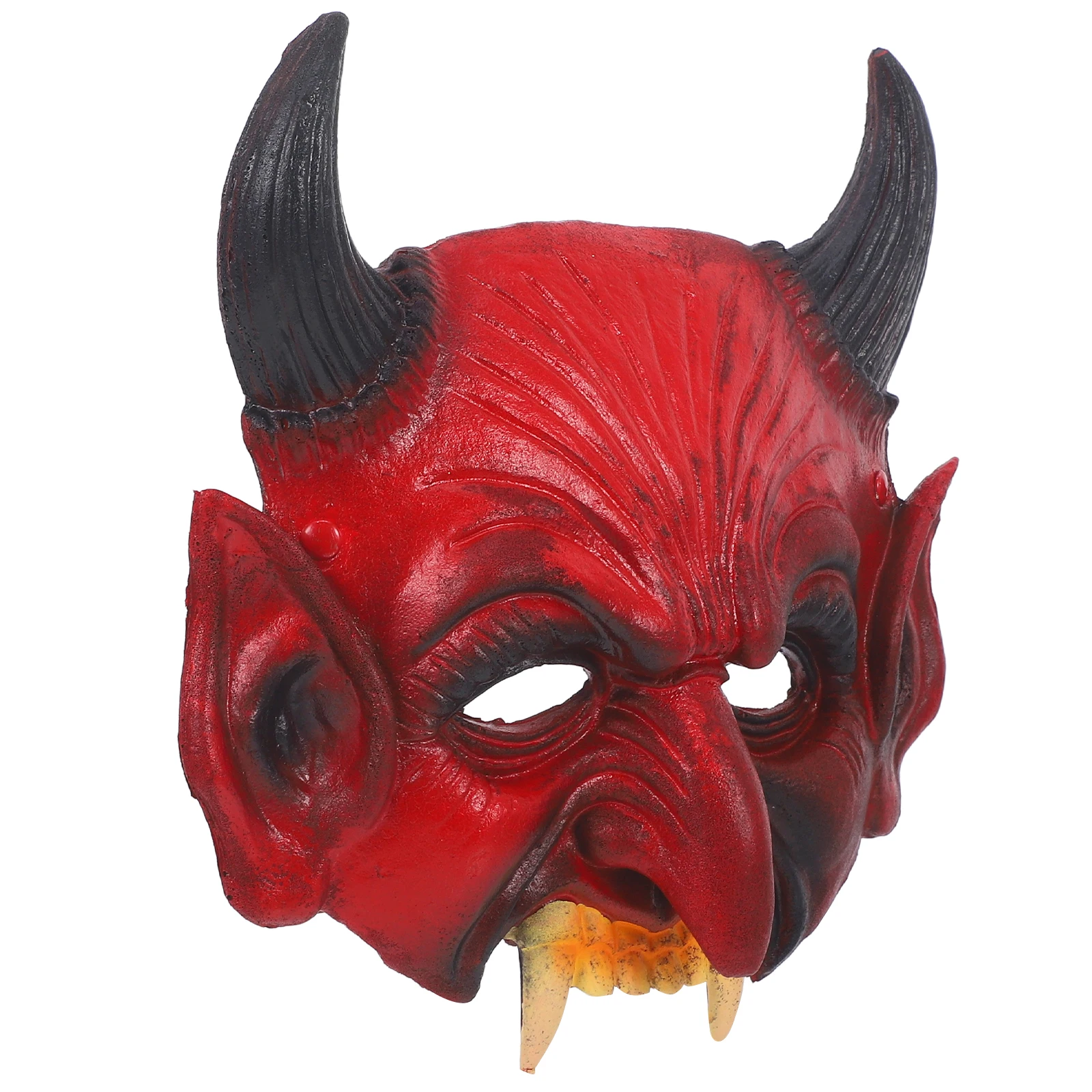 หน้ากากปีศาจน่ากลัวฮาโลวีนเครื่องแต่งกายผู้ใหญ่เด็ก PU หน้ากาก Sharp ฟัน Horns Masquerade Carnival อุปกรณ์ตกแต่ง