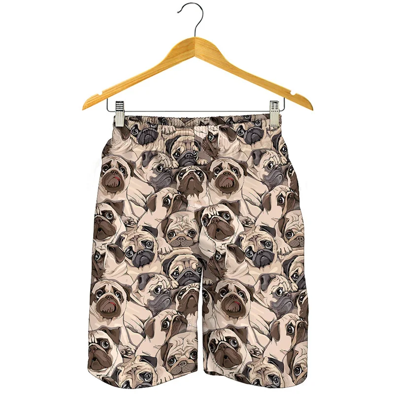 Cute Pets Pug Dog 3d Print Beach Shorts Kids Summer Street Oversized Short Pants Men Surf Board Shorts Cool Swimming Trunks
