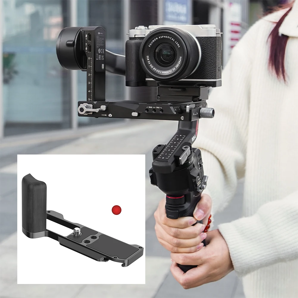 Camera Wood Hand Grip Handle Aluminum Base L Board L-Shape Mount Plate for Fujifilm X-M5 Camera