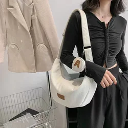 New Hot Ins Corduroy Crossbody Bag Large Capacity Dumpling Handbag Casual Shoulder Bags For Fashion Commuter Bag Women Wallet