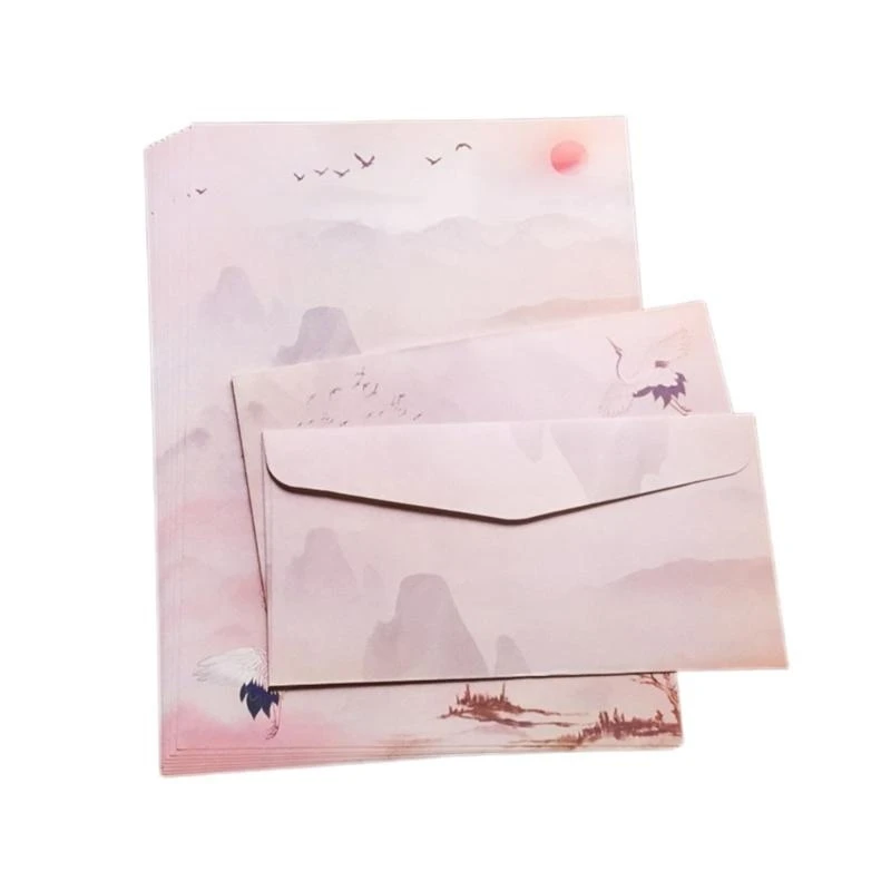 Y5LB Color Both Side Letter Paper Stationery Writing Paper and Envelopes Set Gift
