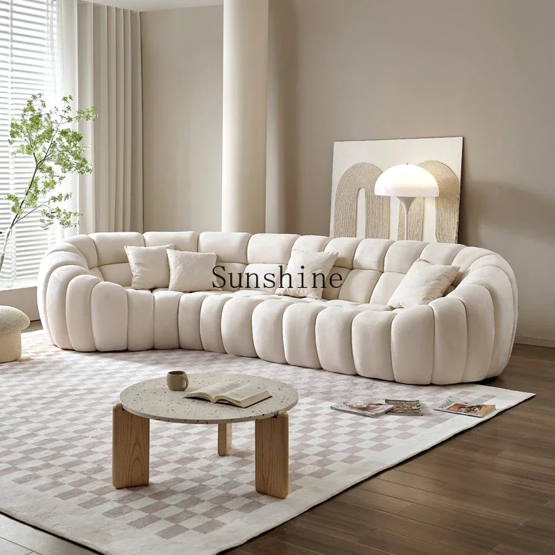 

French cream wind curved sofa small apartment living room princess combination simple and modern