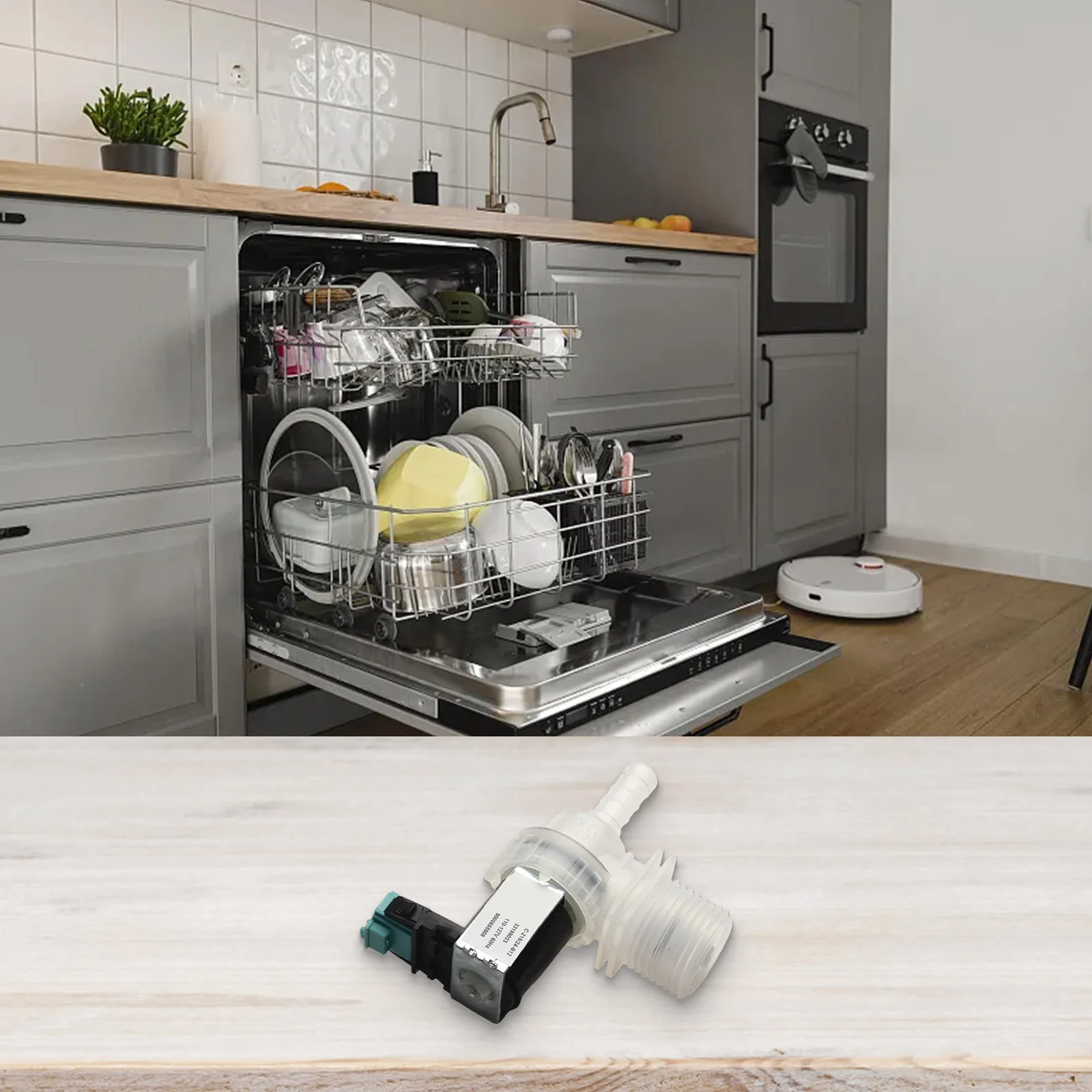 

Compatible For Bosch PS8729241 Valve Dishwasher Water Inlet Valve Dishwasher Repair White black green Reliable Performance