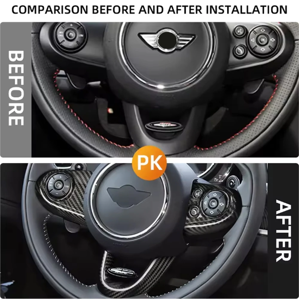 

For BMW MINI Cooper F54 F55 F56 F57 F60 3Pcs ABS Car Steering Wheel Trim Panel Cover Decoration Sticker Car Interior Accessories