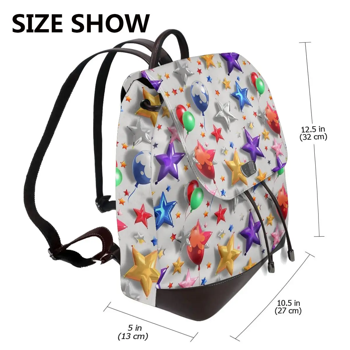 반짝이는 별 풍선 3D 패턴 새로운 핫 여성 백팩 디자이너 고품질 가죽 심플 패션 대용량 백팩