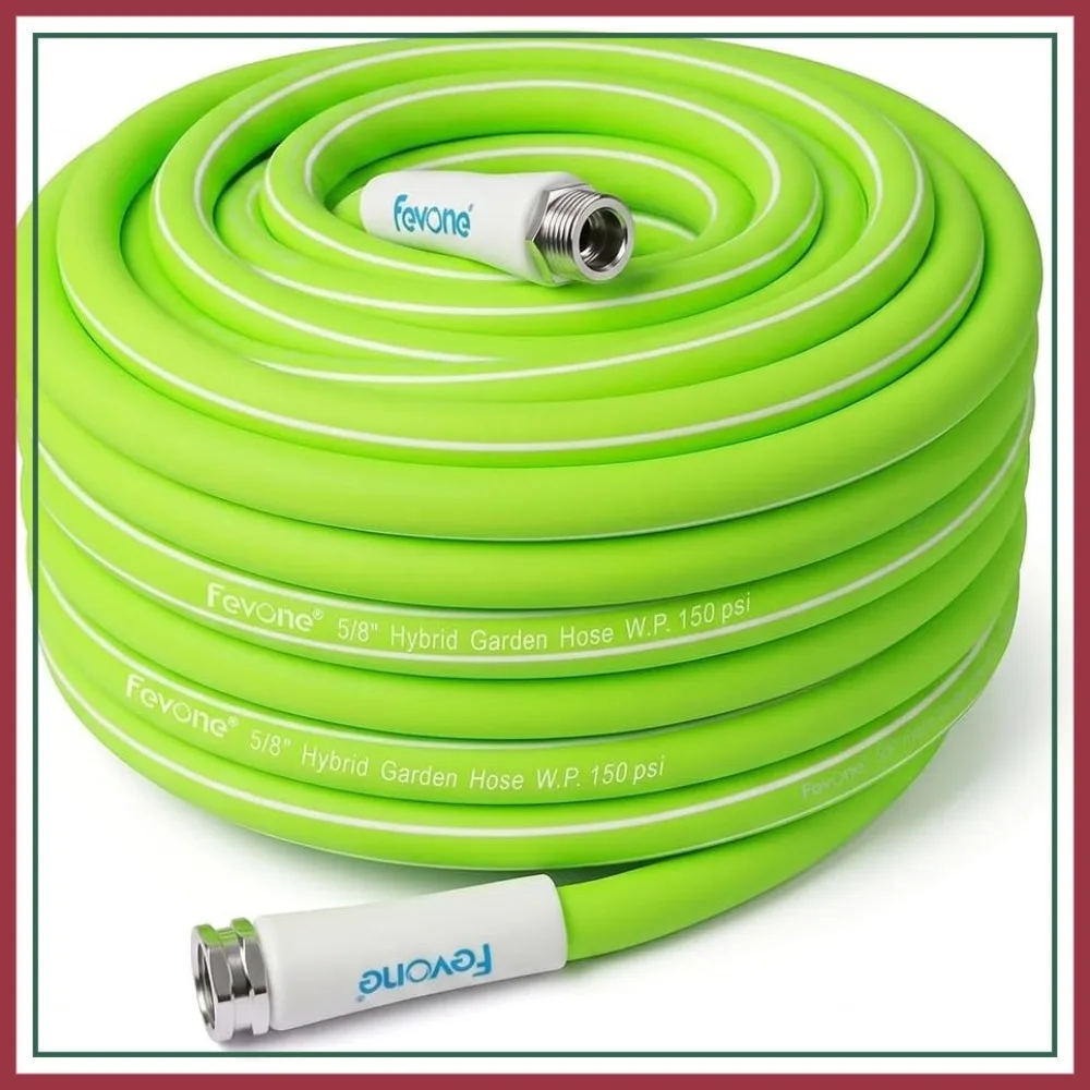

100 ft Kink-Free Garden Hose - 5/8" ID Flexible Water Hose, Drinking Water Safe, 3/4" Aluminum Fittings, Heavy Duty & Lightweight for Yard