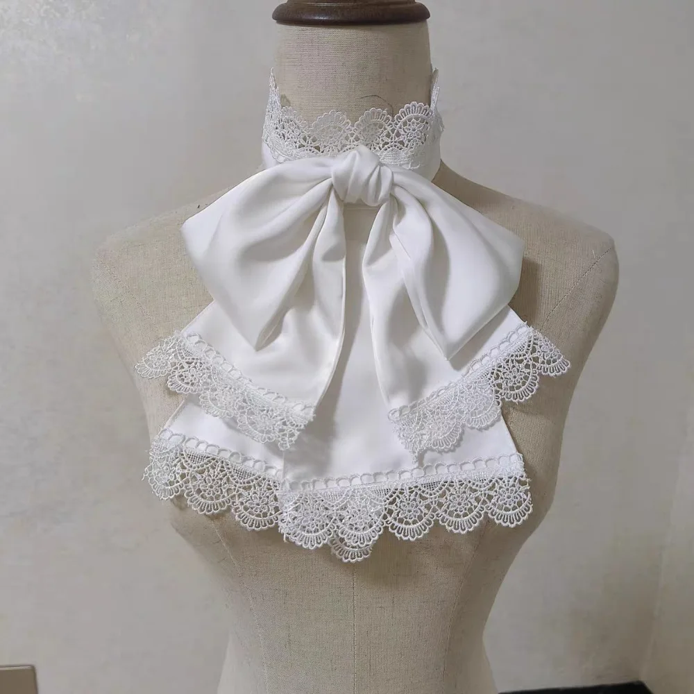 Doce lolita jabot colar lindo laço gótico renda destacável laço ouji acessórios cosplay