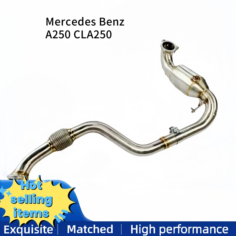 High flow uncatalyzed converter for Mercedes Benz A250 CLA250 exhaust manifold downpipe