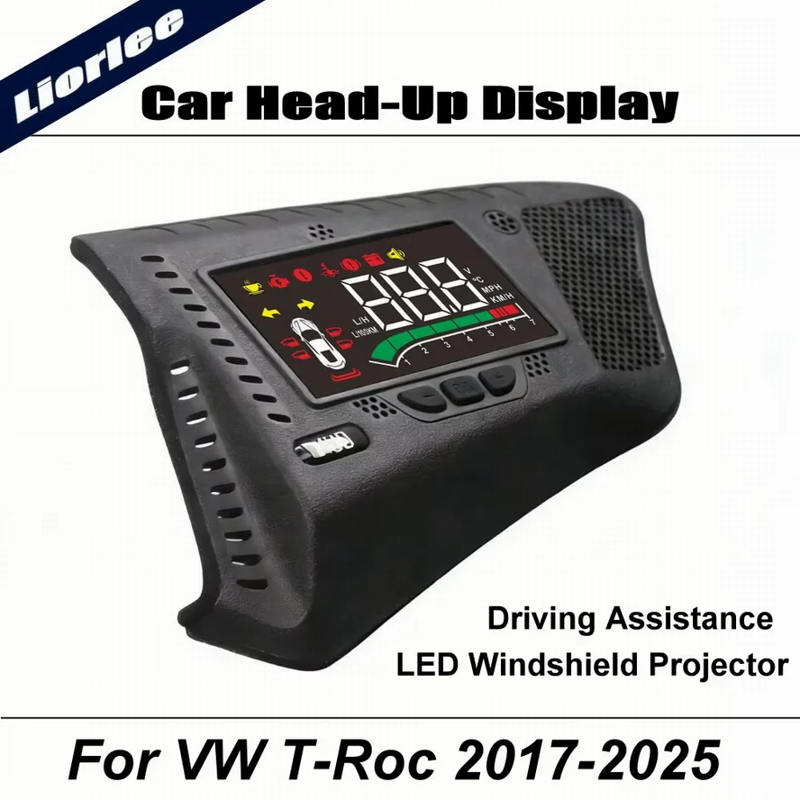 Car LED Projector For Volkswagen VW T-Roc 2017-2025 Auto HUD Head-Up DisplayWindshield Safe Drive Assistance Accessories