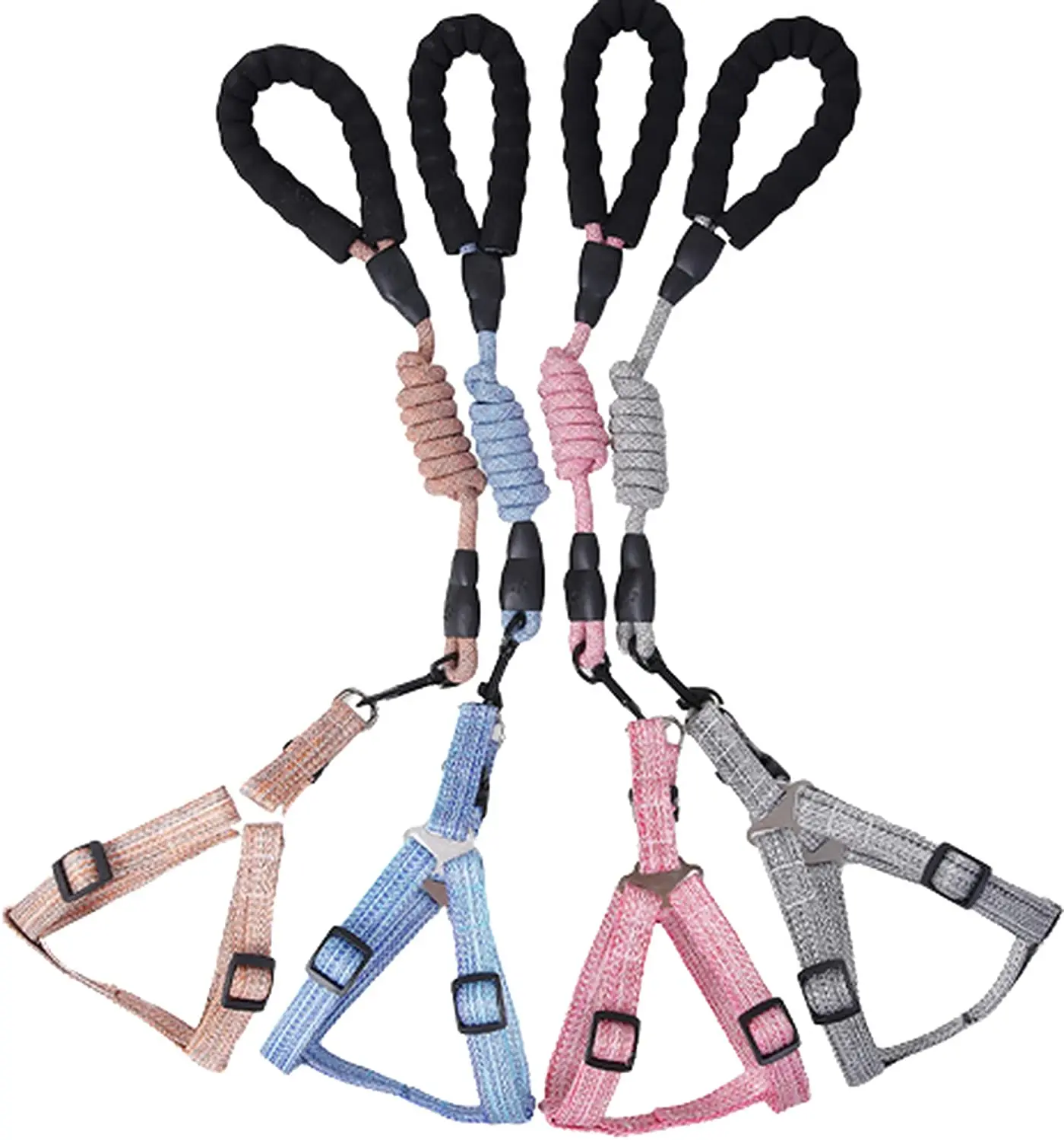 Adjustable Dog Harness Without Tension Pet Adjustable Dog Safety Harness Soft Handle with Leash 2 in 1 Dog Harness Set