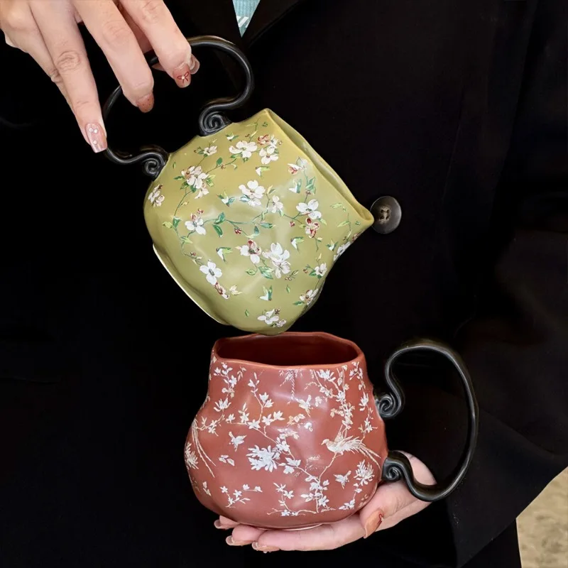 Vintage Handmade Mug Creative Ceramic Home Beautiful and Interesting Drinking Cup Niche Design Coffee Cup Milk and Breakfast Cup
