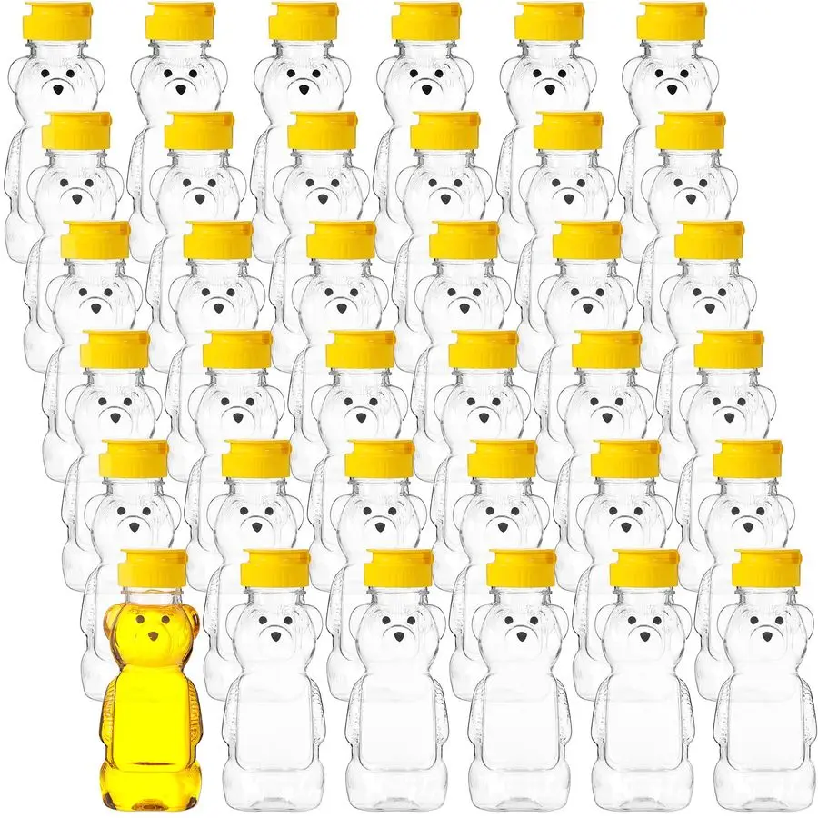 

36 Pcs Honey Bear Bottle,Plastic Honey Squeeze Bottle,Honeybear Squeeze Jars,Cute Empty Container with Yellow Flip Lid for Syrup