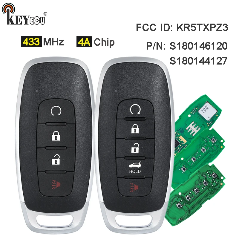 KEYECU 433MHz 4A Chip KR5TXPZ3 S180146120 S180146127 Keyless-Go Smart Remote Key Fob for Nissan Pathfinder Rogue Kicks 2022-2024