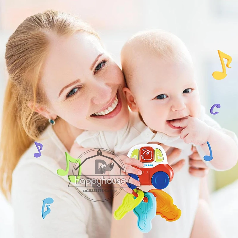Baby-Beißspielzeug, sensorisches Lernen für Kleinkinder, Autoschlüssel, Beißring-Spielzeug mit Musiklicht, Musik-Babyspielzeug, 0, 3, 6, 9, 12, 18 Monate, Jungen, Mädchen