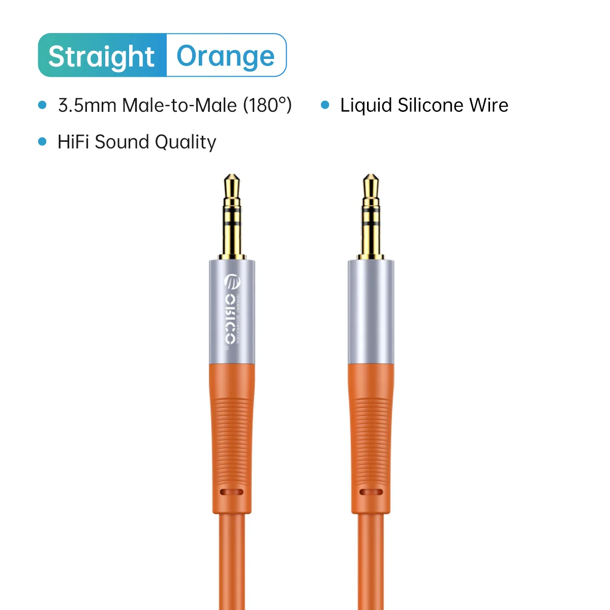 ORICO 3,5 mm Aux-Kabel, Jack-Audiokabel, Stecker auf Stecker, Hi-Fi-Sound, flüssiges Silikon für Kopfhörer, iPhone-Lautsprecher, Auto, iPad