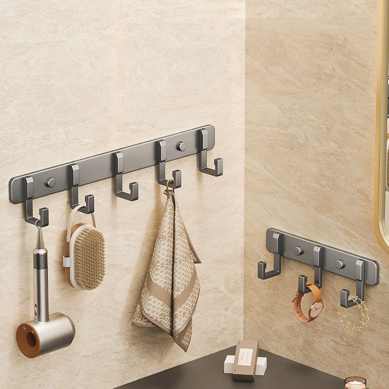 3 To 7 Hooks Metal Hooks Holder Aluminum Key Coat Clothes Door Holder Rack Hook Wall Mounted Hanger