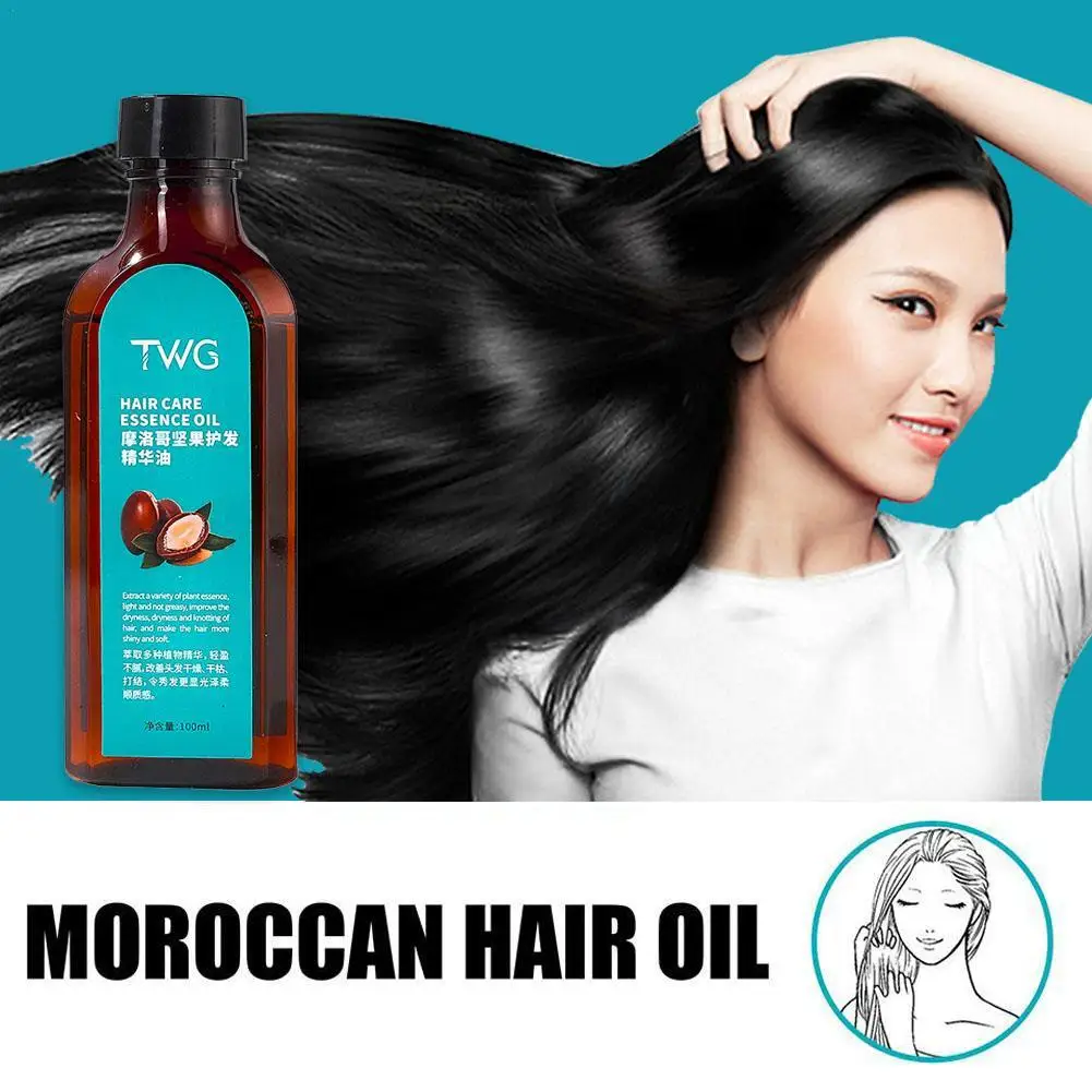 Minyak Argan murni Maroko minyak esensial perawatan rambut pewarna rusak lembut mencegah rambut keriting halus parfum tahan lama untuk wanita