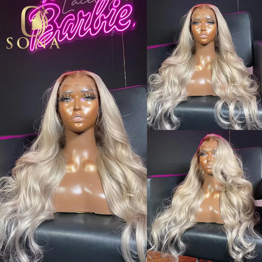 

Dark Roots Ash Blonde Body Wave 13x4 13x6 HD Transparent Lace Frontal Human Hair Wigs Honey Blonde For Woman Pre Plucked Remy